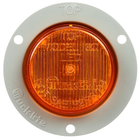 Truck-Lite 30 Series, Led, Yellow Round, 2 Diode, Marker Clearance Light, P3, Gray Polycarbonate Flush Mount 30051Y